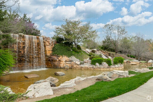 There are beautiful landscaping features spread throughout the Legacy at Jordan Lake community, including the beautiful waterfall feature upon entering the area.