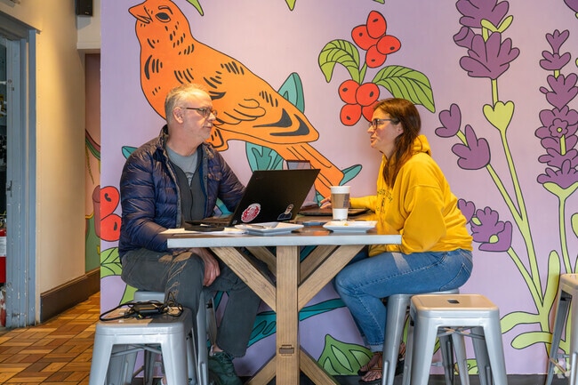 Edgebrook residents enjoy a cup of coffee at Java Haute in Terre Haute, IN.