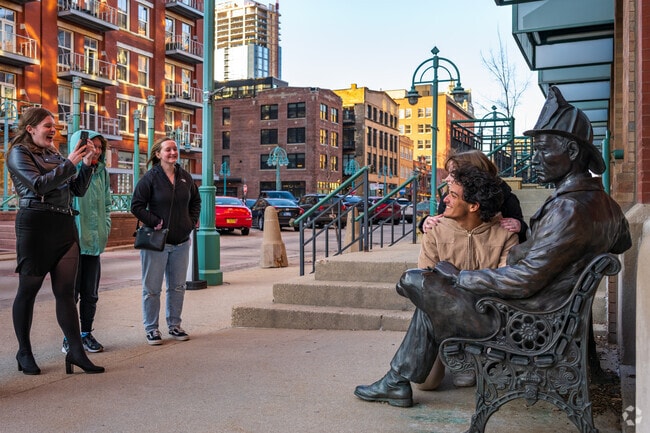 The Engine Co. #10 statue in the Historic Third Ward is a natural for selfies.