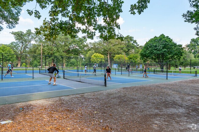 Pickleball is popular in the evenings at Bryan Park.