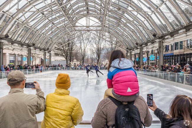Enjoy skating and holiday fun at Ice-Travaganza, located near Dranesville in Reston Town Center.