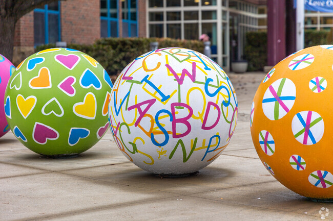 An art display outside of Lt. Elezer Davis Elementary School in Bedford, MA.