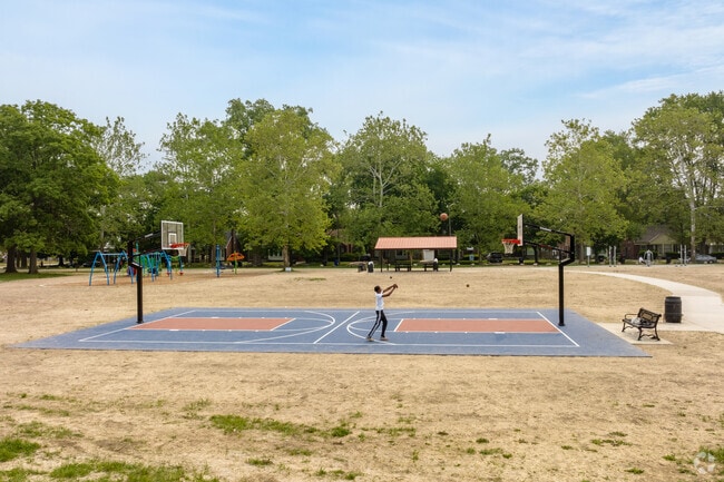 The modern Basketball court at Heckel Park in The Eye Neighborhood.