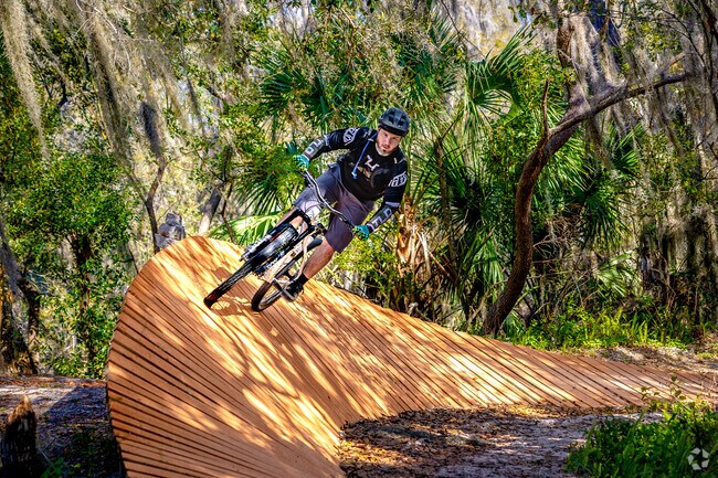 Loyce Harpe Park is known for its expansive mountain biking course that winds through the woods.