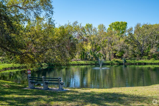 Alcove residents can enjoy a shaded lake within the community for a short break.
