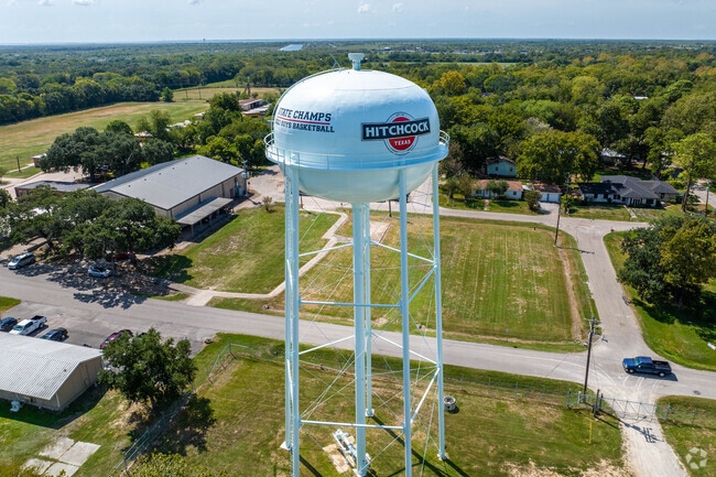 The Hitchcock water tower greets you as you drive into town.