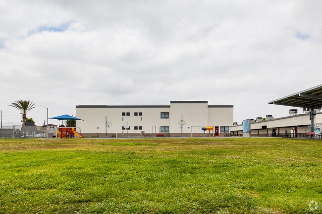 Students can enjoy the grass field and playground at York Elementary School in Hawthorne, CA.