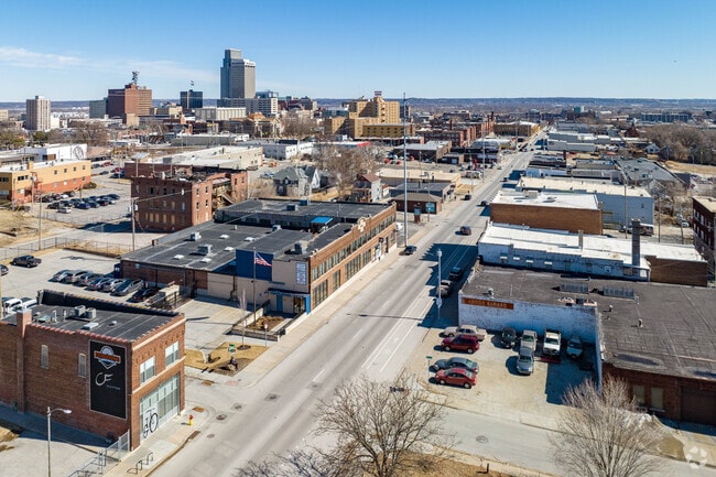Locals and visitors enjoy the commercial zone in Columbus Park, near downtown Omaha.