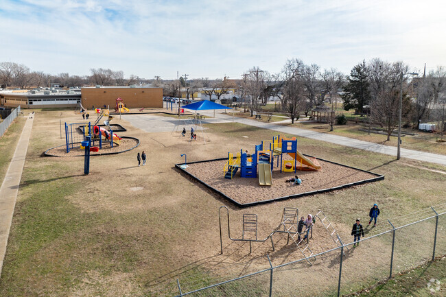 Kids can climb on the playground at Nelson Elementary School.