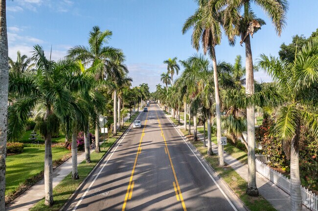 Standing majestically on the sided of McGreggor Blvd,  large royal palms give the feeling of luxury to the Edison Park area.
