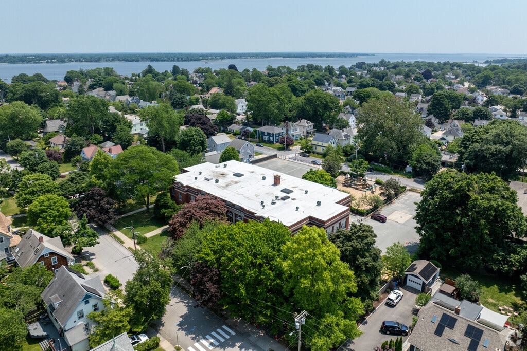 Aerial view of Edwards S. Rhodes Elementary School.