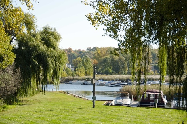 View from resident deck of boatslips and kayak/canoe launch