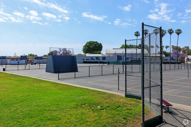 Playground and sports field at Stanford Middle School.