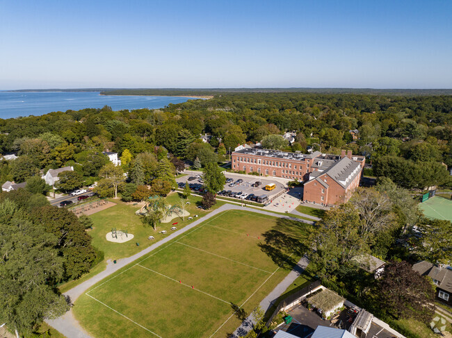Sag Harbor Elementary Schools field and playground are behind the school.