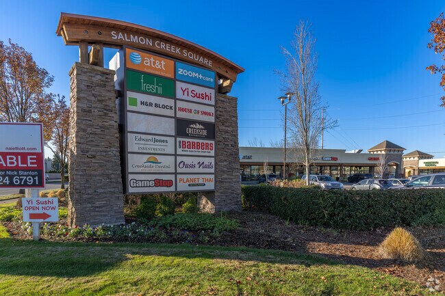 Salmon Creek Square near Knapp offers shopping and dining choices.