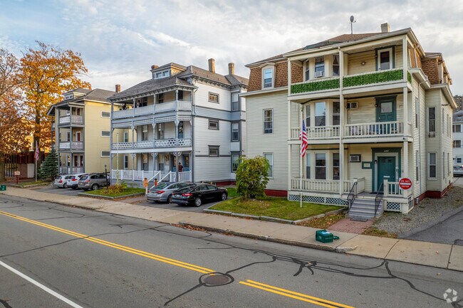 Triple deckers in Institution Park maximize housing on limited land.