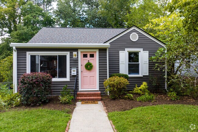 Cute cottages line the tree lined streets of the Northgate neighborhood in Durham, NC.