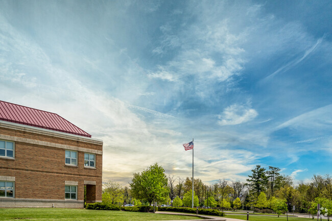 Moon Area Middle School sits on a beautiful campus and flies the American flag.