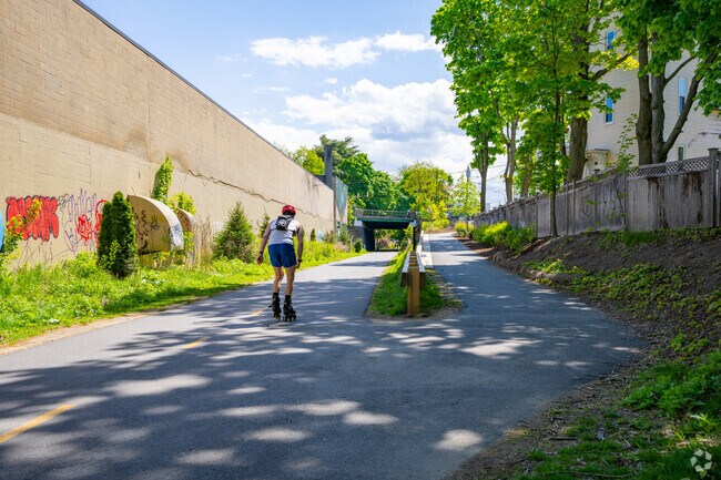 The Watertown-Cambridge Greenway in Strawberry Hill is ideal for any aerobic activity.