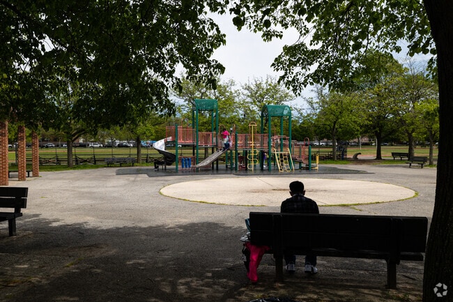 The playground is popular at Baisley Pond Park in Rochdale.
