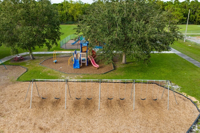 Parkway Elementary School  playground with swings.