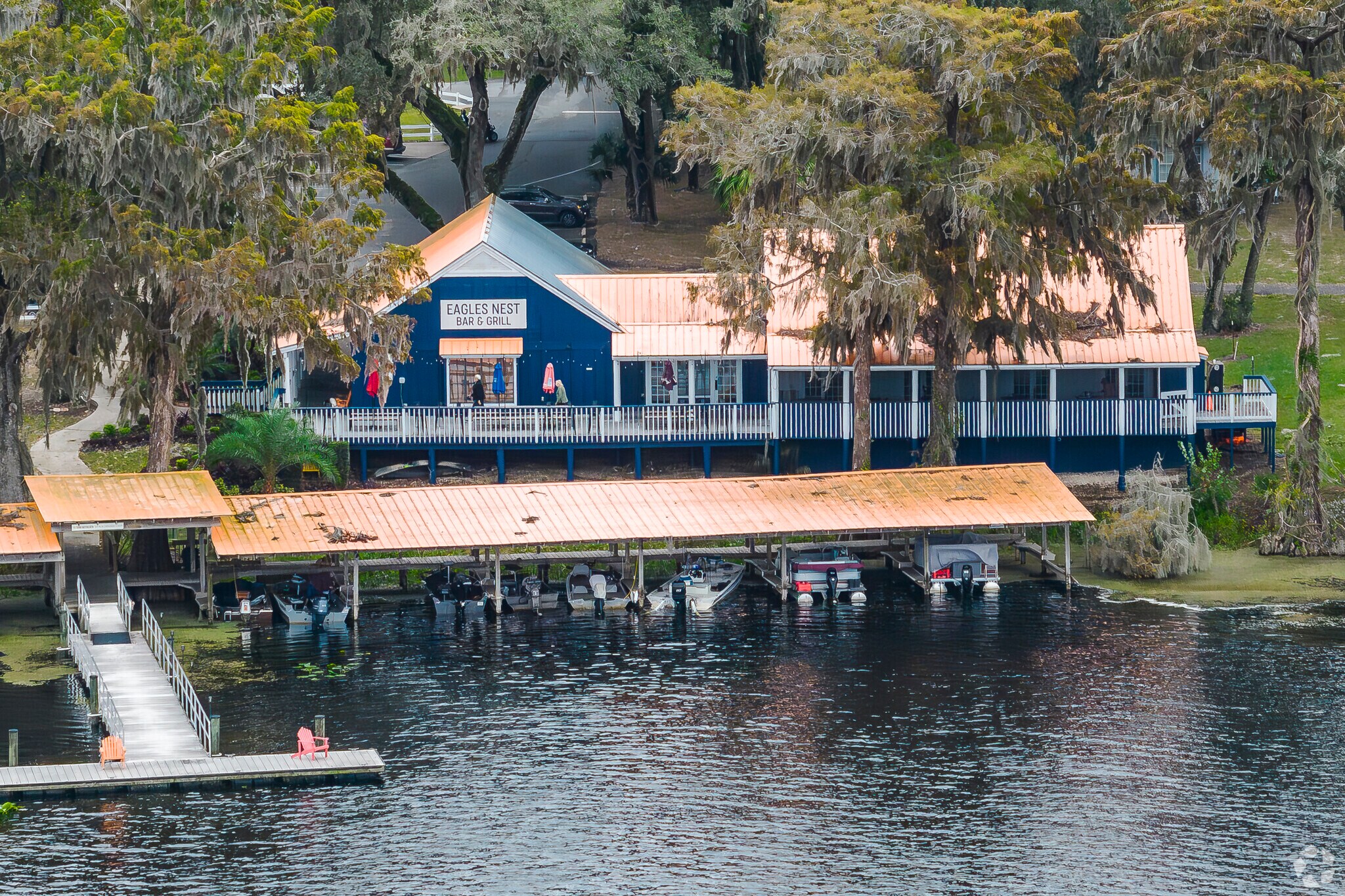 Enjoy a delicious lakeside meal at Eagles Nest Cafe in Reddick-McIntosh.