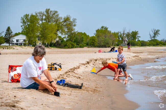 You'll find many families spending time at South Shore Beach and enjoying the sand and surf.