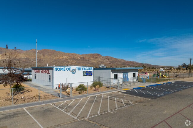 A view of the Yermo Elementary buildings from the street.