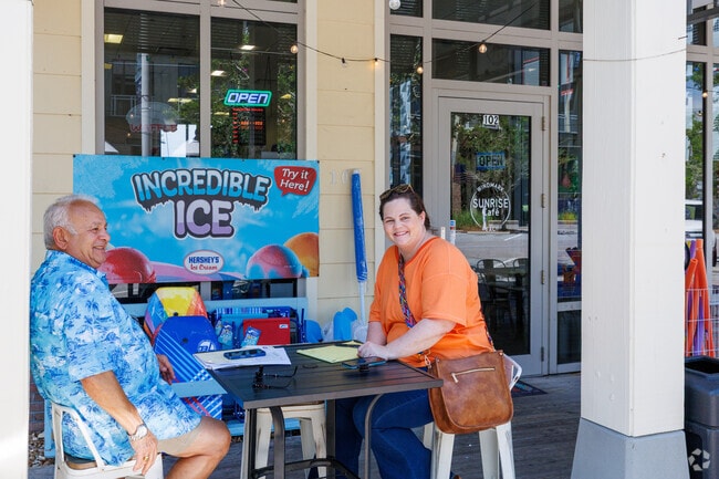 Outdoor dining in St. Joe Beach is available morning, noon, and night.