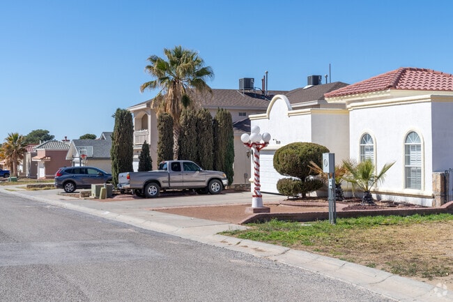 Some homes in Horizon City are adorned with palm trees.