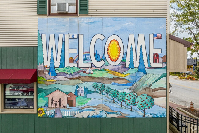 A mural greets visitors in Sparta.