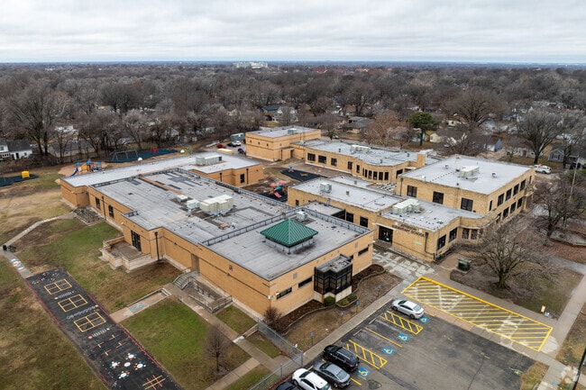 Here is an aerial view of Jefferson Elementary School.
