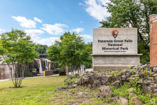Paterson Great Falls National Historical Park welcomes visitors with its iconic sign.