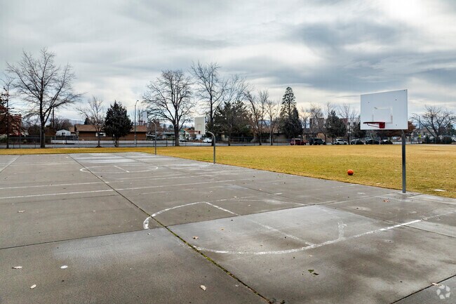 The half-basketball courts at Rita Cannan Elementary School.