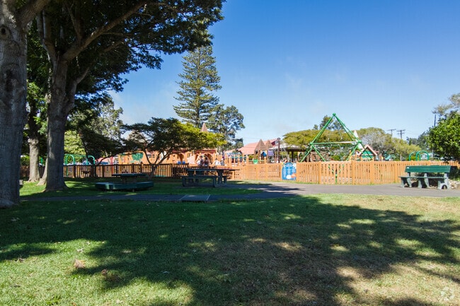A large outdoor playground is a popular spot for local kids.