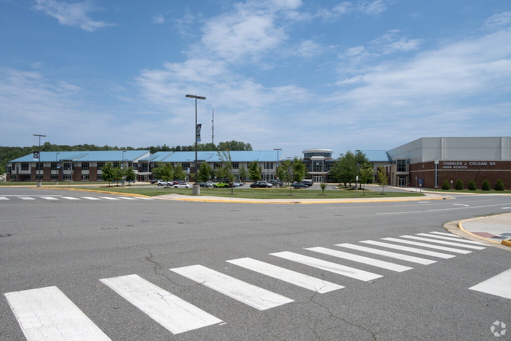 Charles J. Colgan Sr. High School building in Independent Hill.