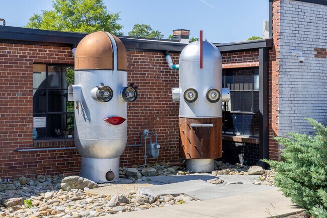 Re-purposed propane gas cylinders add modern art pieces near Seminary Ridge.
