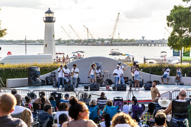 The backdrop for Harbor District's Concert by the Lake makes for a breathtaking view.