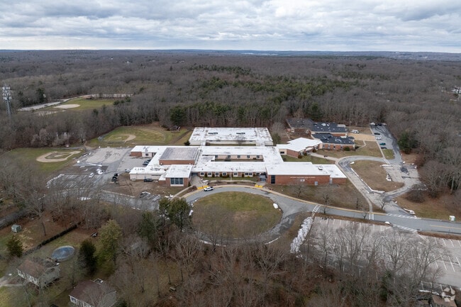 Aerial view of Alan S Feinstein Middle School in Coventry, RI.