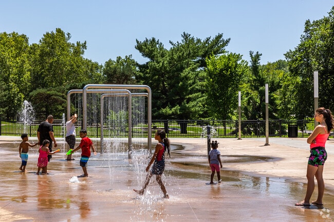 The splash pad at Gillham Park is perfect for cooling off on warm days.