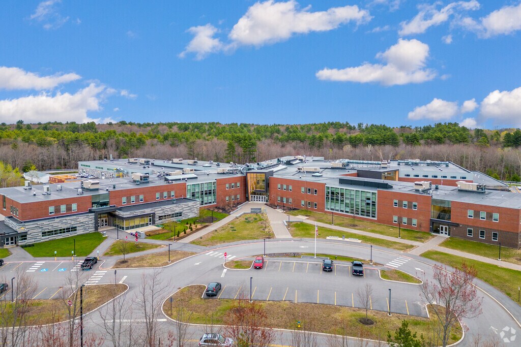 Aerial Photo of the Front Side of Sanford High School in Sanford, Maine