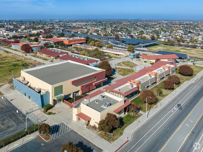 A large multipurpose building at La Vina Middle School serves students in Delano.