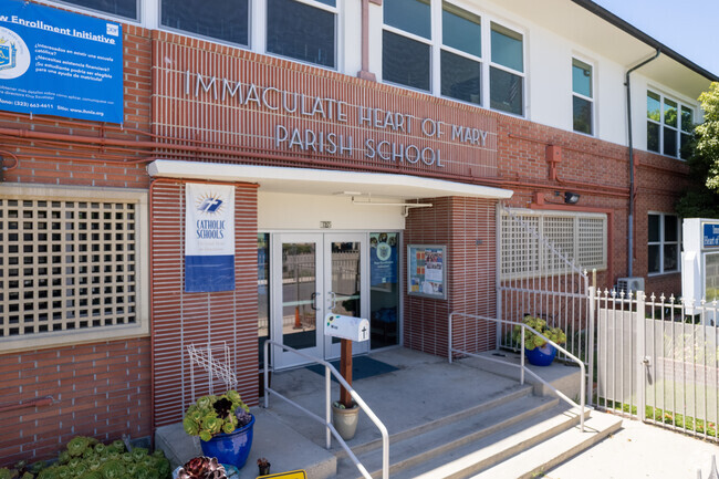 Front entrance to Immaculate Heart Of Mary Elementary School in East Hollywood, Los Angeles.