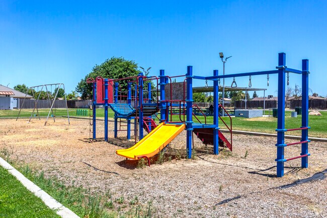 Kids enjoy the slides at Arakelian Park in Livingston.