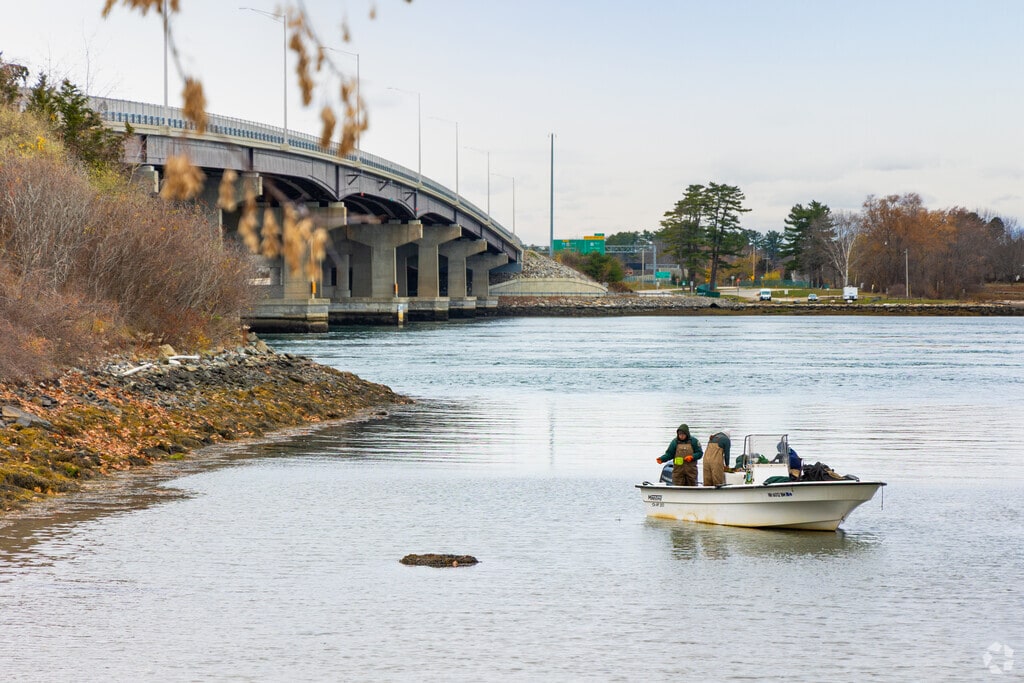 Anglers cast for striped bass along the Piscataqua River.