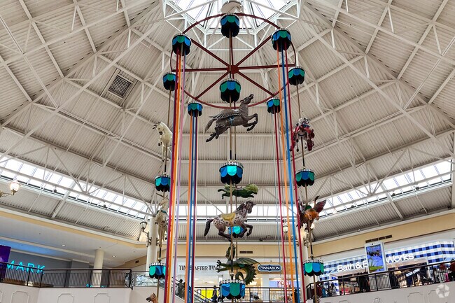 Willow Grove Park Mall showcases its hanging carousel, a nod to the area’s past.
