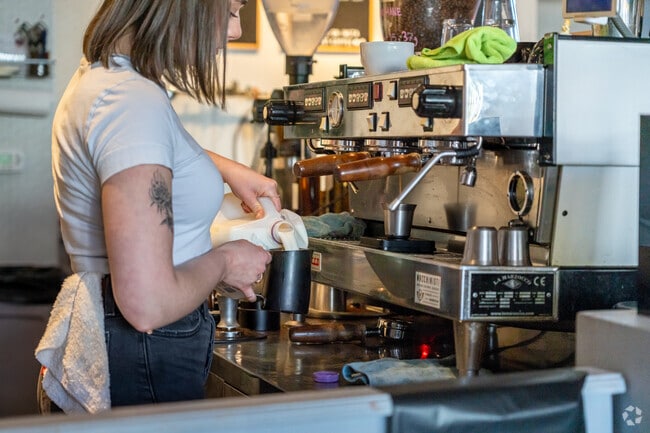Grab a hot latte from Lamppost Coffee in Round Rock, Texas.