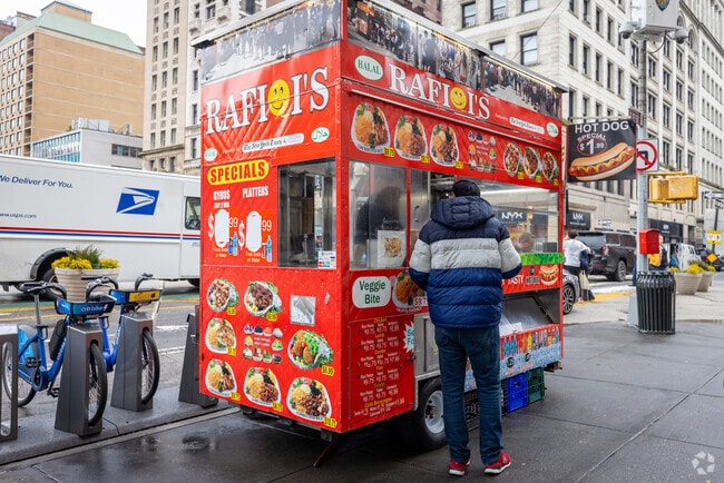 Union Square Park can have up to 150 gift and food vendors in a cheerful outdoor mall.