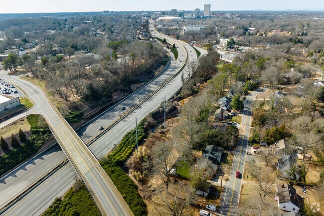 Greenery can be seen in Greenville, SC from Interstate 385.