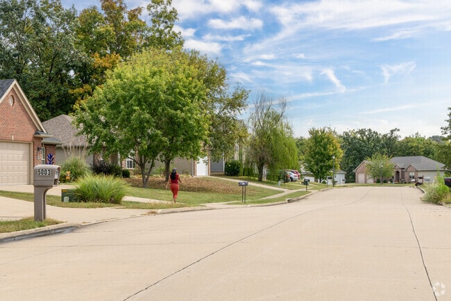Take a stroll under the wide open sky along the sidewalks of Hominy Branch.